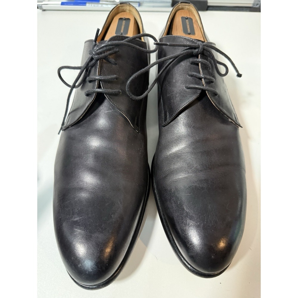 $1250 | RALPH LAUREN‎ PURPLE LABEL DELLER 12D D PLAIN TOE DERBY BLACK CALFSKIN